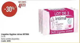 Lingettes hygiène intime INTIMA