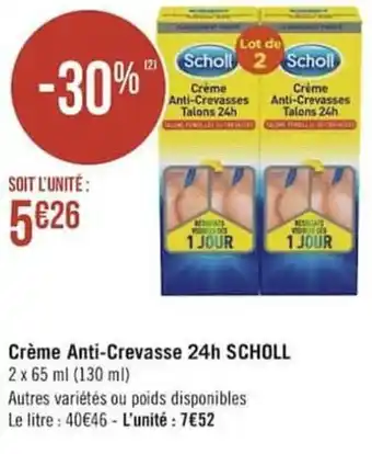 Géant Casino Creme anti-crevasse 24h SCHOLL offre