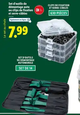 Lidl Set d'outils de démontage auto ou clips de fixation et serre-câbles offre