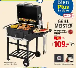 Lidl Grill meister barbecue confort au charbon de bois kansas offre