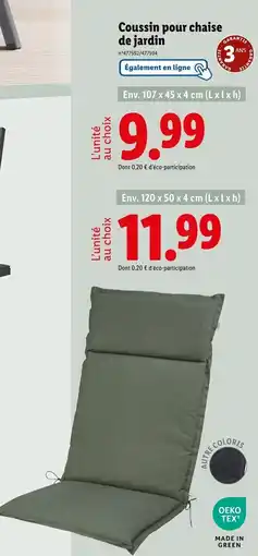 Lidl Coussin pour chaise de jardin offre