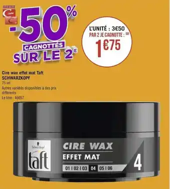 Cire wax effet mat Taft