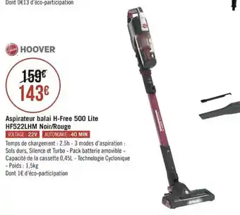 Géant Casino Aspirateur balai H-Free 500 Lite offre