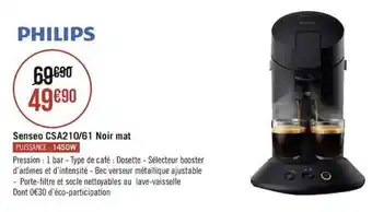 Géant Casino Senseo CSA210/61 Noir mat offre