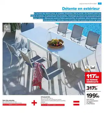 Carrefour Market Table Tello Extensible, 6 Fauteuil Tello offre
