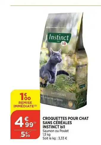 Croquettes Pour Chat Sans Céréales Instinct Bi1