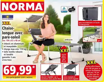 Norma Chaise-longue avec pare-soleil offre