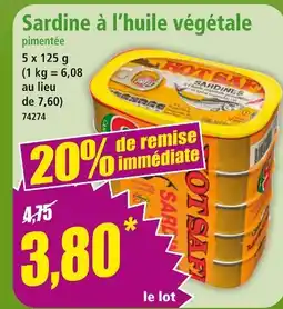 Norma Hot Safe Sardine à l'huile végétale offre