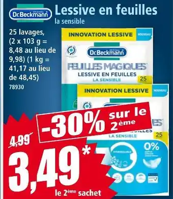 Norma DR,BECKMANN Lessive en feuilles la sensible offre