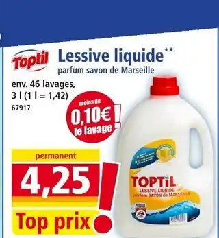 Norma TOPTIL Lessive liquide parfum savon de marseille offre