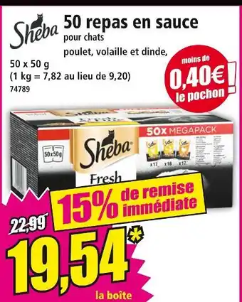 Norma SHEBA 50 repas en sauce pour chats offre
