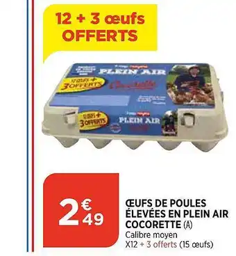 Bi1 Oeufs De Poules élevées En Plein Air Cocorette offre
