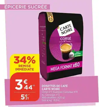 Bi1 Dosettes De Café Carte Noire offre