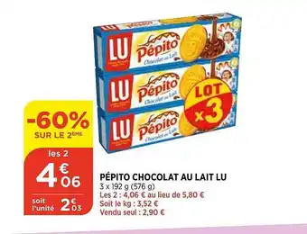 Bi1 Pépito Chocolat Au Lait Lu offre