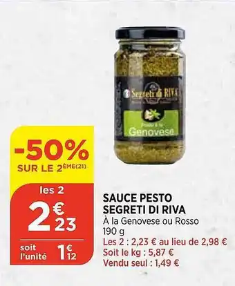Bi1 Sauce Pesto Segreti Di Riva offre