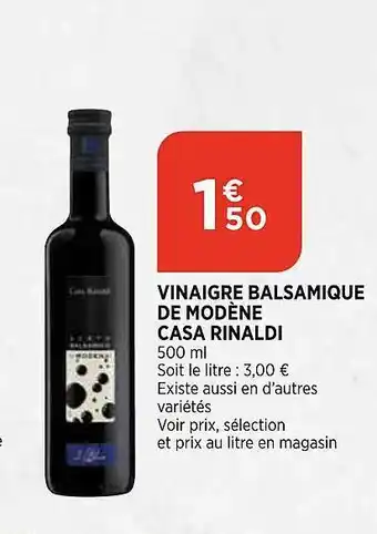 Bi1 Vinaigre Balsamique De Modène Casa Rinaldi offre