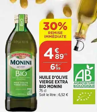 Bi1 Huile D'olive Vierge Extra Bio Monini offre