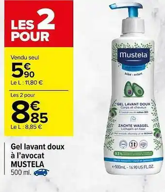 Carrefour Gel Lavant Doux à L'avocat Mustela offre