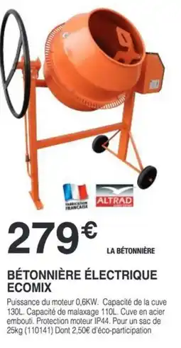 Chretien Matériaux Bétonnière électrique ecomix offre