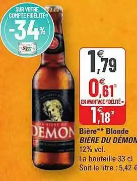 G20 Bière Blonde Bière Du Démon offre