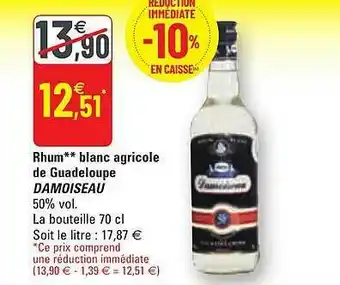 G20 Rhum Blanc Agricole De Guadeloupe Damoiseau offre