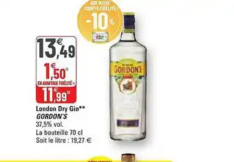 G20 London Dry Gin Gordon's offre