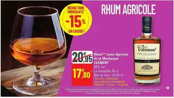 G20 Rhum Vieux Agricole De La Martinique Clément offre