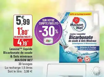 G20 Lessive Liquide Bicarbonate De Soude & Sels Minéraux Maison Net offre