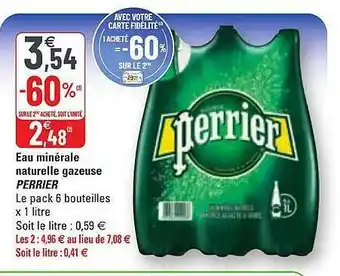 G20 Eau Minérale Naturelle Gazeuse Perrier offre