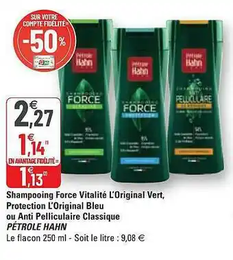 G20 Shampooing Force Vitalité L'original Vert, Protection L'original Bleu Ou Anti Pelliculaire Classique Pétrole Hahn offre