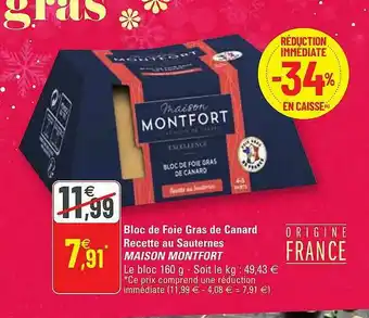 G20 Bloc De Foie Gras De Canard Recette Au Sauternes Maison Montfort offre