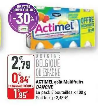 G20 Actimel Goût Multifruits Danone offre