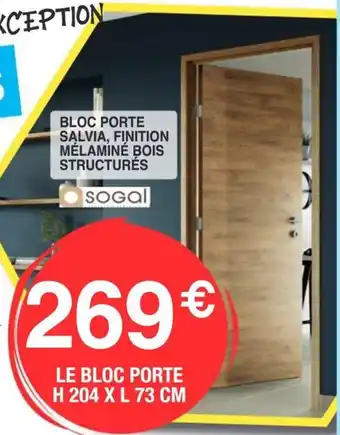 Chretien Matériaux Bloc porte salvia, finition mélaminé bois structurés offre