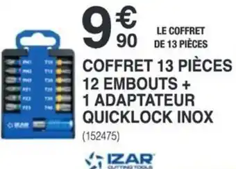 Chretien Matériaux Coffret 13 pièces : 12 embouts + 1 adaptateur quicklock inox offre