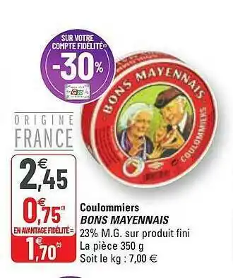 G20 Coulommiers Bons Mayennais offre