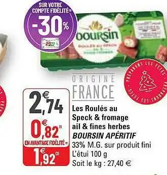 Les Roulés Au Speck & Fromage Ail & Fines Herbes Boursin Apéritif