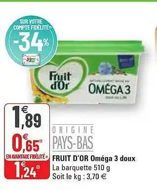G20 Fruit D'or Oméga 3 Doux offre