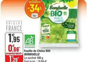 G20 Feuille De Chêne Bio Bonduelle offre