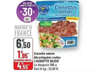 G20 Crevette Nature Décortiquées Cuites L'assiette Bleue offre