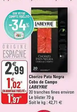 Chorizo Pata Negra Cebo De Campo Labeyrie