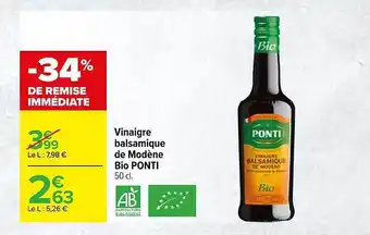Vinaigre Balsamique De Modène Bio Ponti