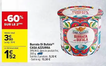Carrefour Burrata Di Bufala Casa Azzurra offre