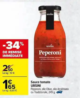 Carrefour Sauce Tomate Ursini offre