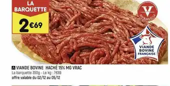 Leader Price Viande Bovine Haché 15% Mg Vrac offre