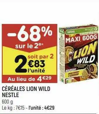 Leader Price Céréales Lion Wild Nestlé offre