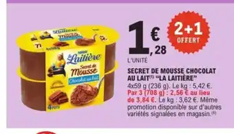 E.Leclerc Express LA LAITIÈRE Secret de mousse chocolat au lait offre