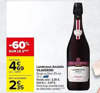 Carrefour Lambrusco Amabile Vilaveroni offre