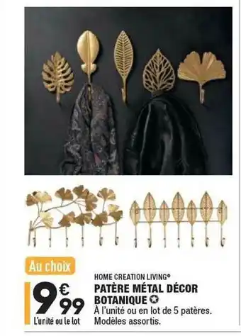 ALDI Patère Métal Décor Botanique Home Creation Living offre