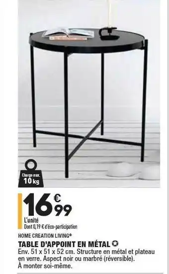 ALDI Table D'appoint En Métal Home Creation Living offre