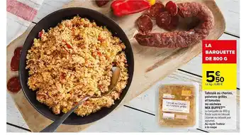 Carrefour Taboulé Au Chorizo, Poivrons Grillés Et Tomates Mi-séchées Mix Buffet offre